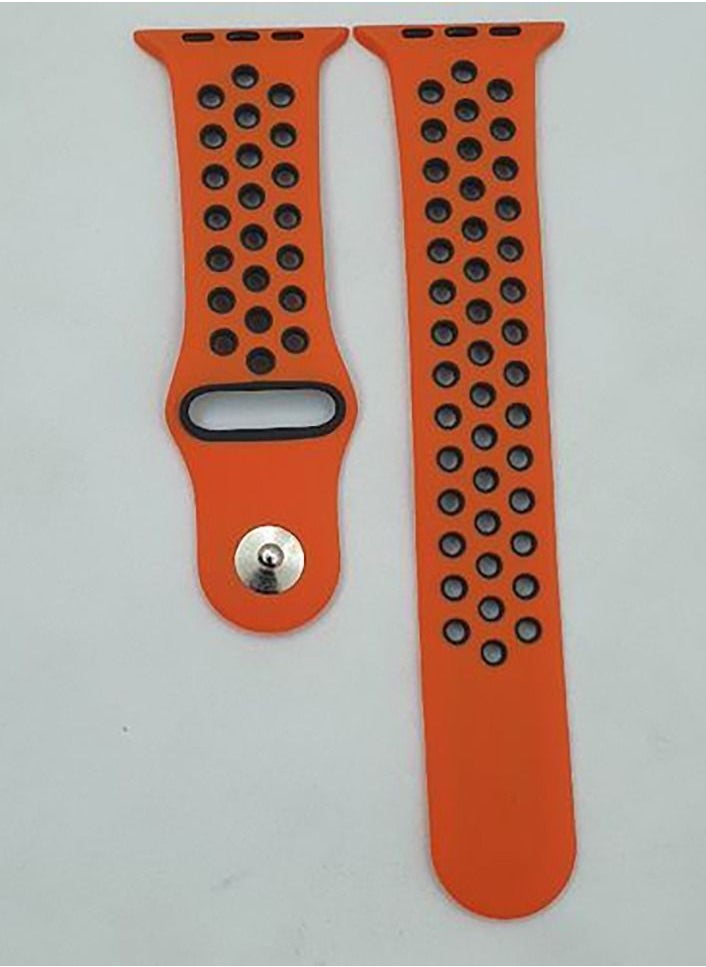 Generic - Soft Silicone Replacement Sports Strap For Apple Watch Series 7 (41mm) - Orange/Grey - Image 1