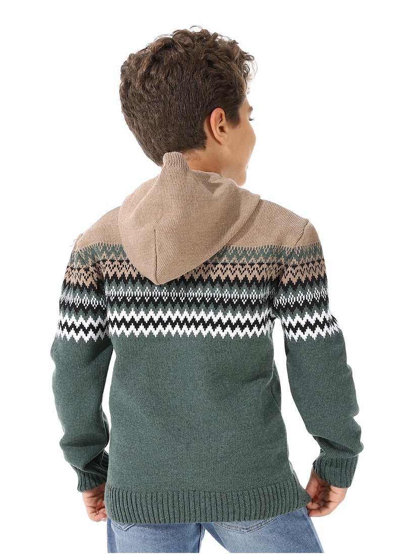Caesar Wool Boys Pullover With Multi Design  - Image 2