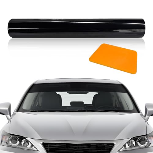 YTFRL Windshield Tint Strip, 51.18"×7.87" Car Window Sun Visor Tints Film With Scraper, Universal Front Windscreen Heat Control Tint Strip Styling Decoration for Car Truck SUV RV - Image 1