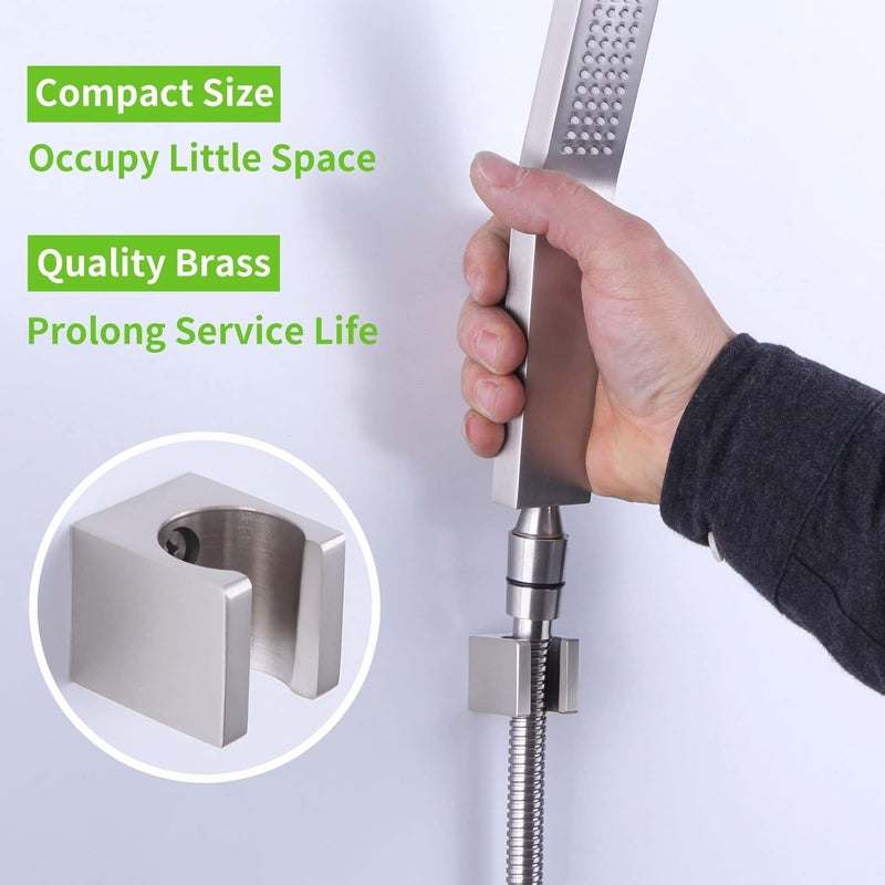 Angle Simple Handheld Shower Head Holder Angle Simple Brass Shower Handle Holder Bidet Sprayer Holder Shower Head Bracket Hand Held Shower Wand Holder Shower Arm Holder Wall Mount Brushed Nickel - Image 4