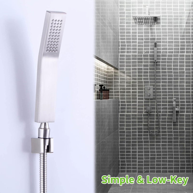 Angle Simple Handheld Shower Head Holder Angle Simple Brass Shower Handle Holder Bidet Sprayer Holder Shower Head Bracket Hand Held Shower Wand Holder Shower Arm Holder Wall Mount Brushed Nickel - Image 3