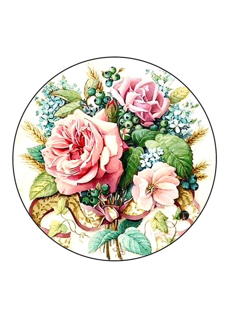 Flowers Printed Mouse Pad Round  Multicolour