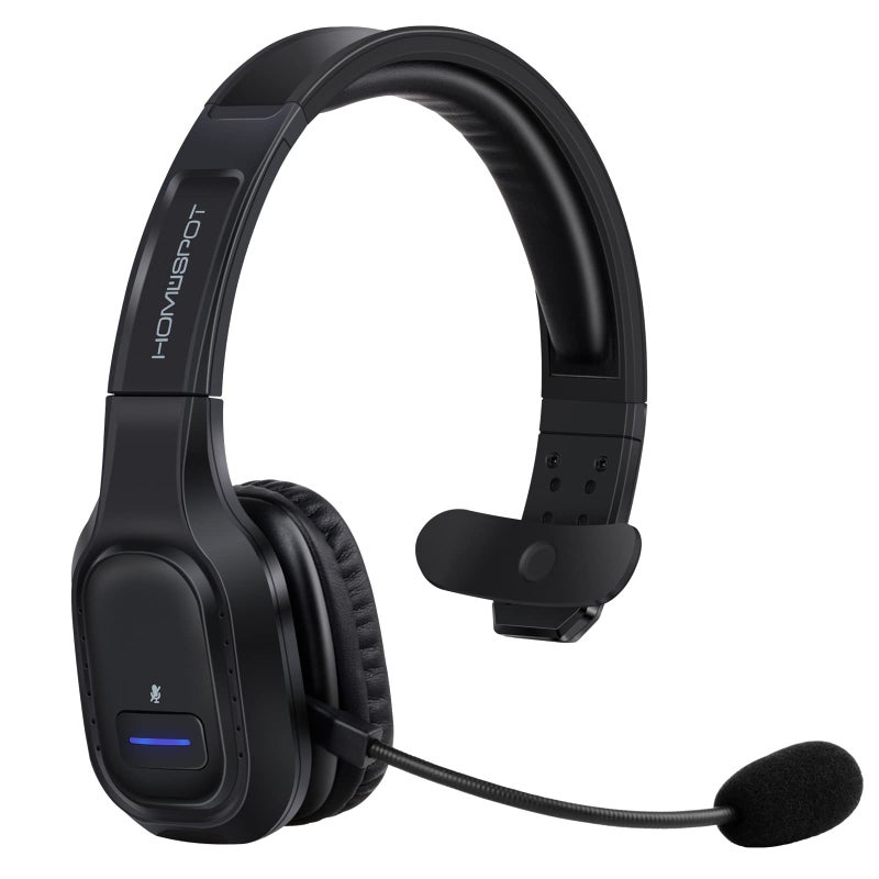 HomeSpot JM100 Trucker Bluetooth Headset with AI Noise Canceling, Wireless Headset with Rotatable Microphone and Big Mute Button, 34 Hrs Talk Time for Trucking, Home Office, Call Center - Image 1