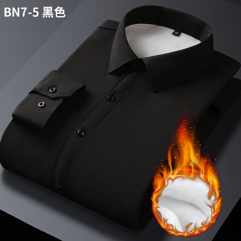 Mens Thickened Fleece Warm Shirt Long Sleeve BN7-9 Blue  - Image 5