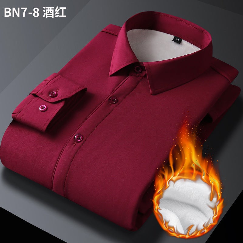 Mens Thickened Fleece Warm Shirt Long Sleeve BN7-9 Blue  - Image 2