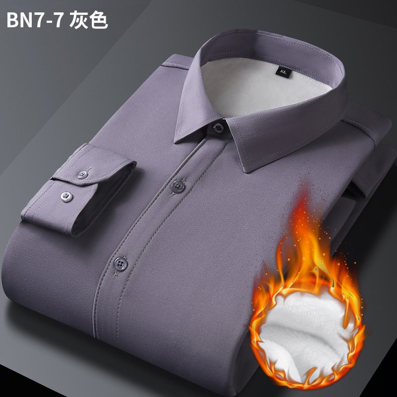 Mens Thickened Fleece Warm Shirt Long Sleeve BN7-9 Blue  - Image 3