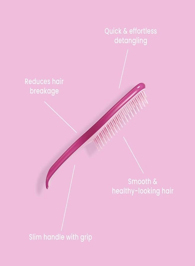 N Treck Paddle Detangler Hair Brush for Men & Women | Hair Comb for Dry & Wet Hair Styling | Flexible Bristles for Gently Glide Through Hair & Massage Scalp | Reduces Hair Damage - Pack of 1, Dark pink - Image 3