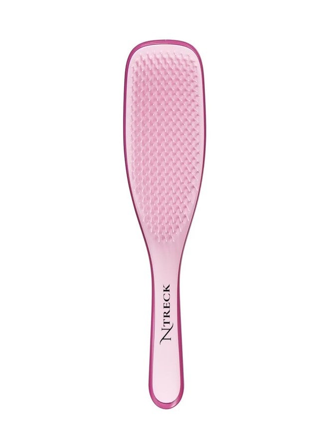 N Treck Paddle Detangler Hair Brush for Men & Women | Hair Comb for Dry & Wet Hair Styling | Flexible Bristles for Gently Glide Through Hair & Massage Scalp | Reduces Hair Damage - Pack of 1, Dark pink - Image 2