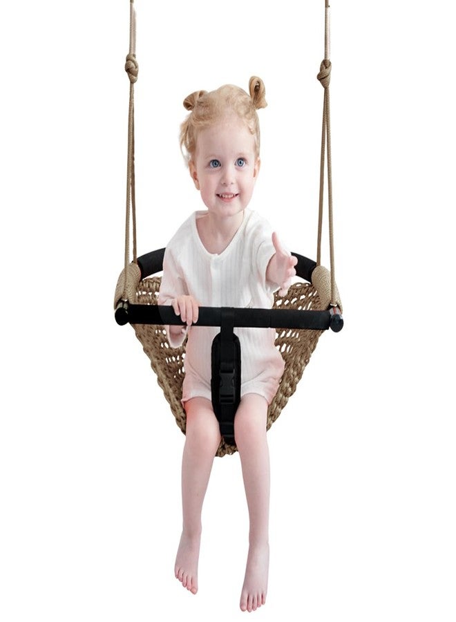 nets Tribe 2 -in- 1 Toddler Swing. Swing Seat for Kids with Adjustable Ropes, for Kids Heavy Duty Rope Play Secure Children Swings Set, for Outdoor Indoor, Backyard. Upgrade Product (Light Brown) - Image 1
