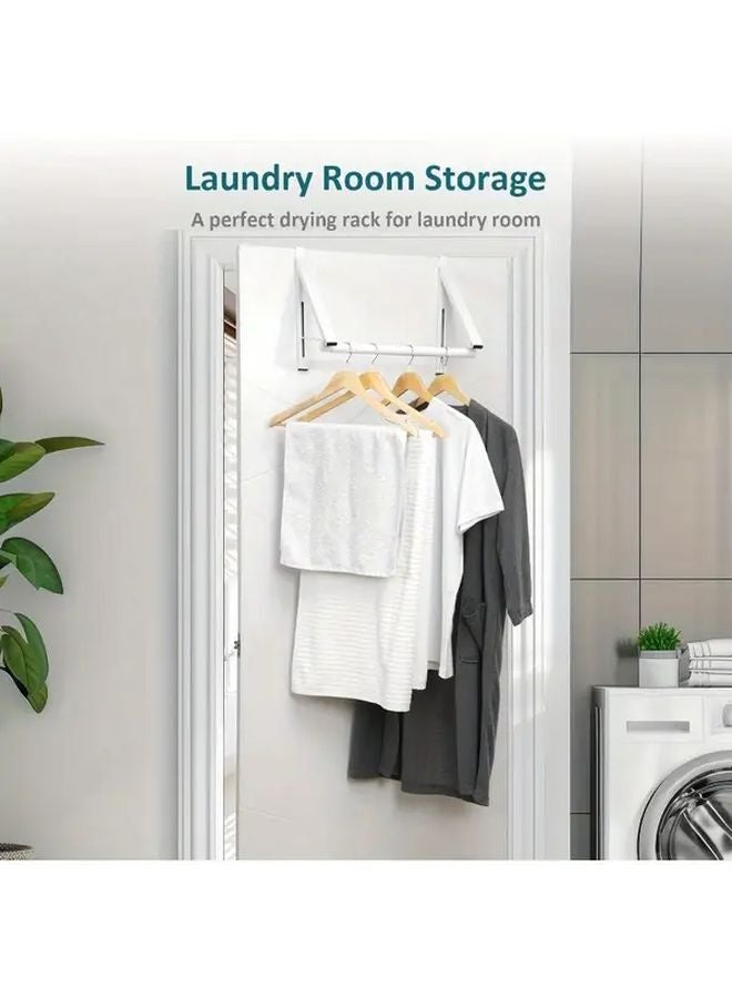 1 قطعة منظم تعليق فوق الباب المعدني الثقيل قابلة للطي توفير المساحة مجفف ملابس قابل لضبط الارتفاع - Image 5