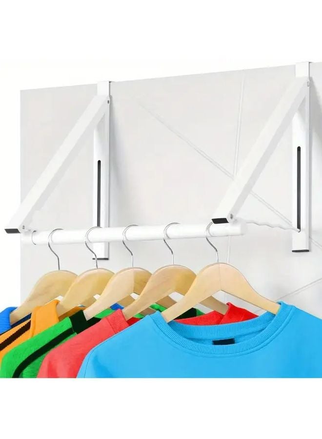 1 قطعة منظم تعليق فوق الباب المعدني الثقيل قابلة للطي توفير المساحة مجفف ملابس قابل لضبط الارتفاع - Image 4