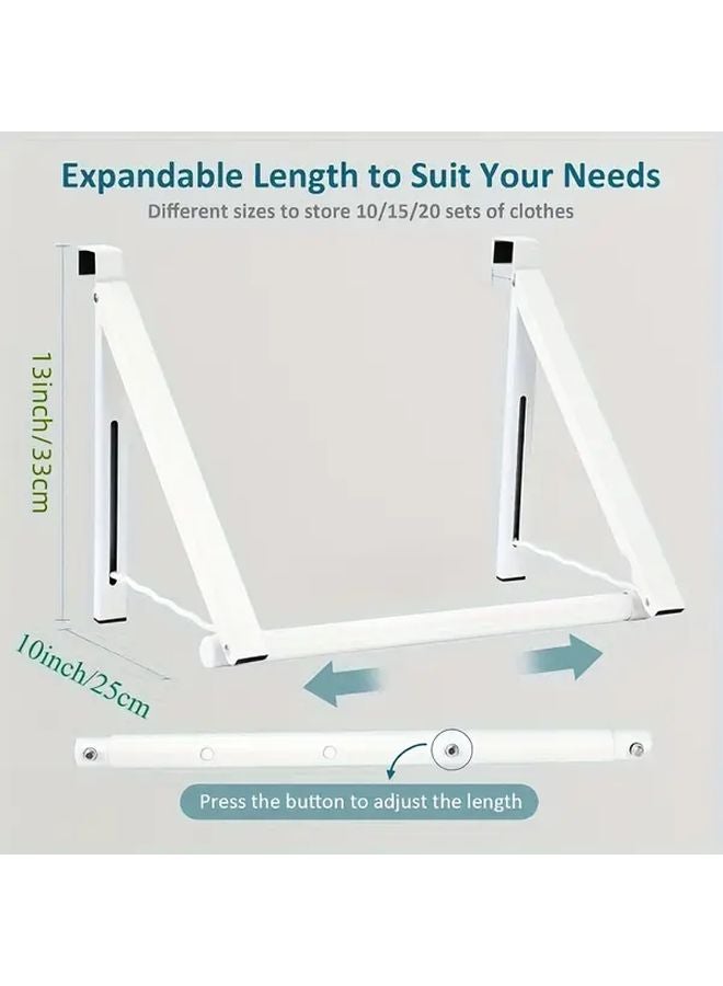 1 قطعة منظم تعليق فوق الباب المعدني الثقيل قابلة للطي توفير المساحة مجفف ملابس قابل لضبط الارتفاع - Image 3