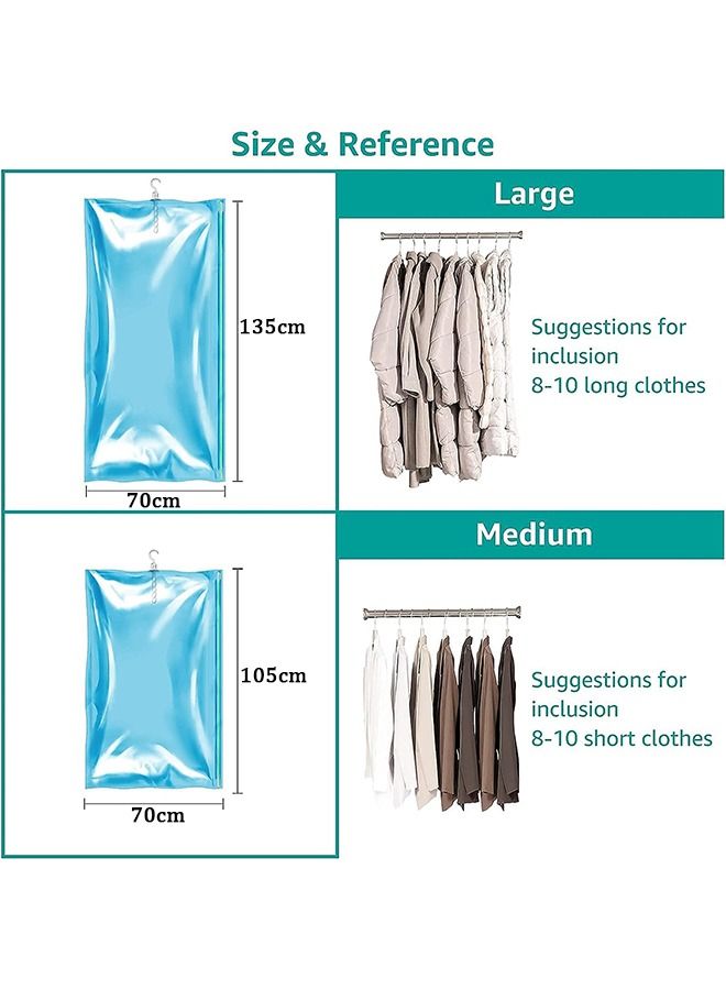 Arabest Hanging Vacuum Storage Bags, Set of 4 Space Saver Bags for Clothes, Vacuum Sealed Garment Bags for Suits, Coats, Jackets, 80% Space Saving, 2 Long 2 Short - Image 4