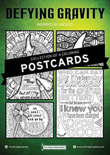 Coloring Broadway - Wicked Inspired Coloring Postcards (Set of 4), Defying Gravity Musical Theater Merchandise, Printed on Matte Card Stock (5” x 7”), Ideal Gift for a Broadway Theater Lover - Image 1