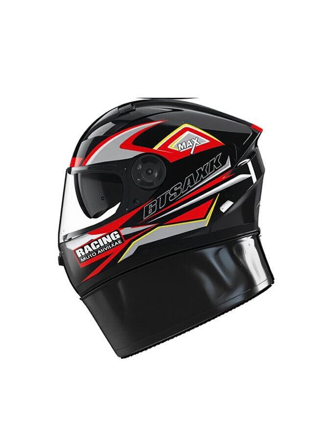 خوذة دراجة نارية كاملة الوجه لسباقات الدراجات النارية وخوذات دراجات الشوارع للبالغين مزودة بمرآة مزدوجة عالية الدقة باللونين الأسود والأحمر - Image 4