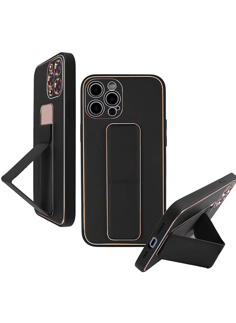 MIGOFAST IPhone 13 Pro Premium Luxury Leather Case Magnetic Car Mount Holder Wrist Strap Case Horizontal & Vertical Kickstand Cover with Camera Protection - Image 1