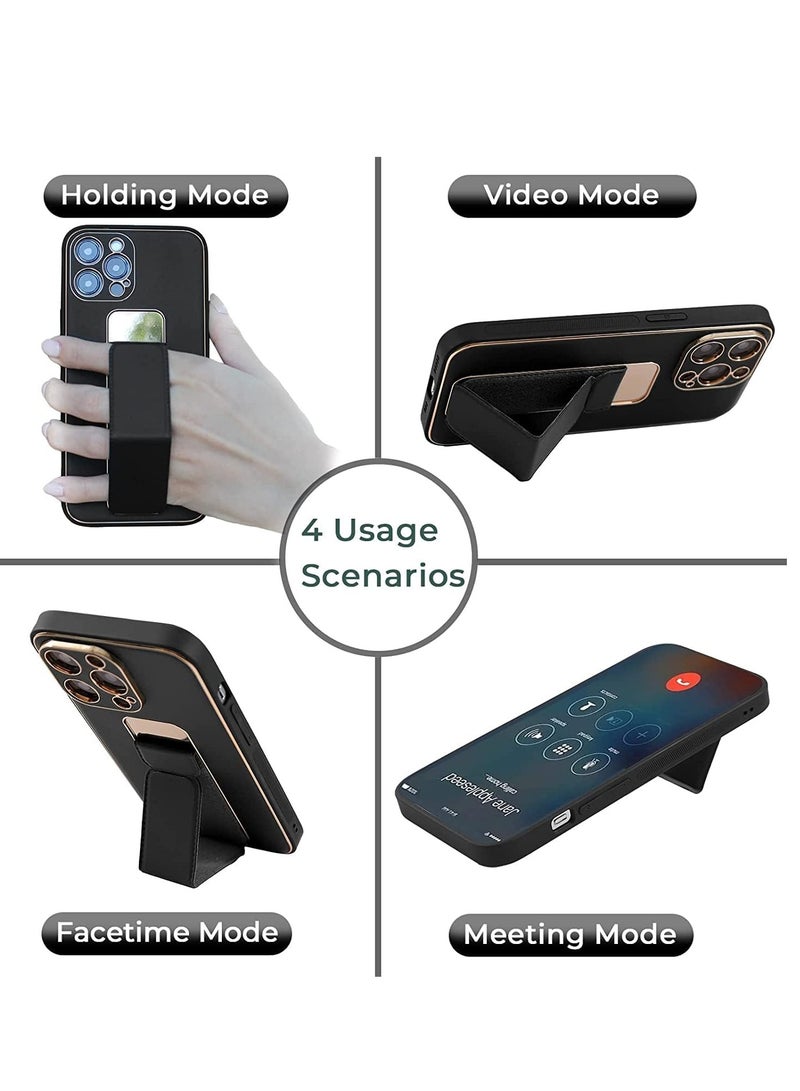 MIGOFAST IPhone 13 Pro Premium Luxury Leather Case Magnetic Car Mount Holder Wrist Strap Case Horizontal & Vertical Kickstand Cover with Camera Protection - Image 3