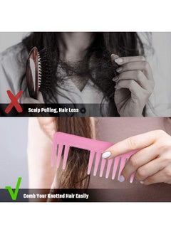 Patelai Large Hair Detangling Comb Wide Tooth Comb For Curly Hair Wet Dry Hair No Handle Detangler Comb Styling Shampoo Comb (Cyan Pink)  - Image 5