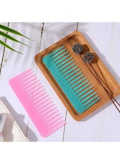 Patelai Large Hair Detangling Comb Wide Tooth Comb For Curly Hair Wet Dry Hair No Handle Detangler Comb Styling Shampoo Comb (Cyan Pink)  - Image 4