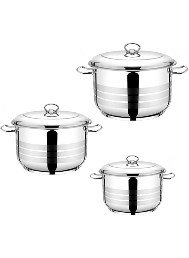 Bonera 6 Piece Stainless Steel Cookware Set 20 18 16 cm 6 Items Turkey Made Silver - Image 1