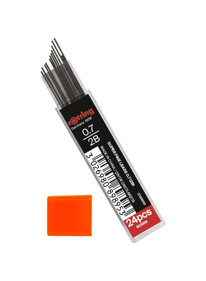 Rotring روترينغ 0.7 مم 2B رصاص بوليمر سوبر - عبوة من 3 أنابيب - 72 رصاص في المجموع - إعادة تعبئة لأقلام الرصاص الميكانيكية - Image 3