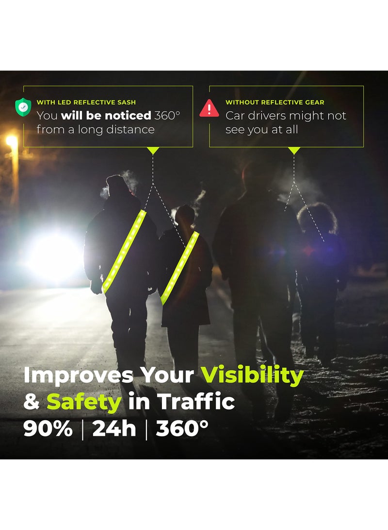 SYOSI Rechargeable LED Lighted Vest for Night Walking, Reflective Vest Nighttime Dog Walking LED Gear Night Visibility LED Reflective Vest  for Night Walking, Reflective Running Gear for Dog Walking - Image 2