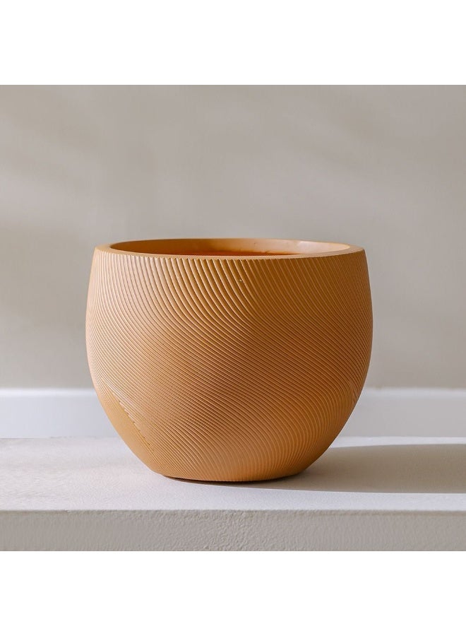 DANUBE HOME وعاء فايبر كلاي بتصميم حلزوني متوسط - مزهرية خفيفة الوزن ومتينة للشرفات والنباتات الداخلية، مثالية للمنازل الحديثة - 37×37×29 سم - Image 1
