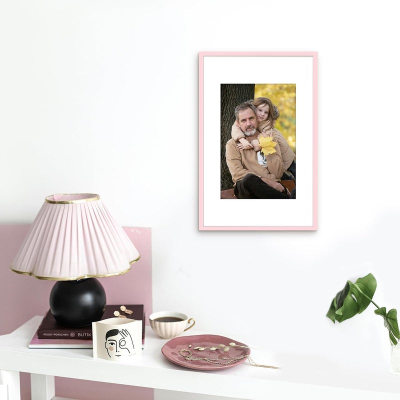 Picrit 11x17 Picture Frame Set of 12, Display 8x12 with Mat or 11x17 Without Mat, Photo Frames for Wall Mounting Display, Pink - Image 5