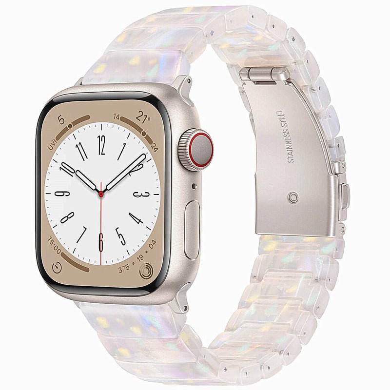 V-MORO Resin Band Compatible with Apple Watch Series 7/8/9/10 41mm/40mm/38mm/42mm Fashion Cute Strap for iWatch Series 6/5/4/3/2/1/SE/SE 2 Lightweight Bracelet Wristband Women(Classic Aurora -Starlight) - Image 1