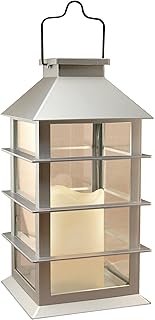 Lumabase Lumabase LumaBase Solar Powered Lantern with LED Candle - Silver  - Image 1