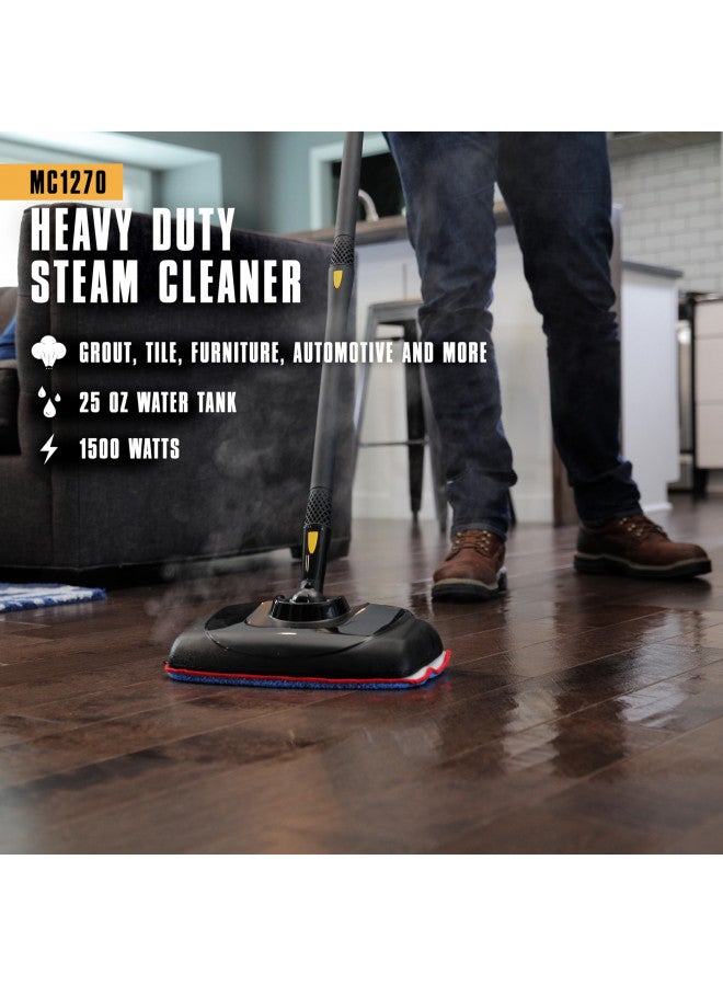 McCulloch McCulloch MC1270 Portable Power Cleaner with Floor Mop, Variable Steaming, 16-Piece Accessory Set, All-Natural Chemical-Free Cleaning, Black  - Image 1