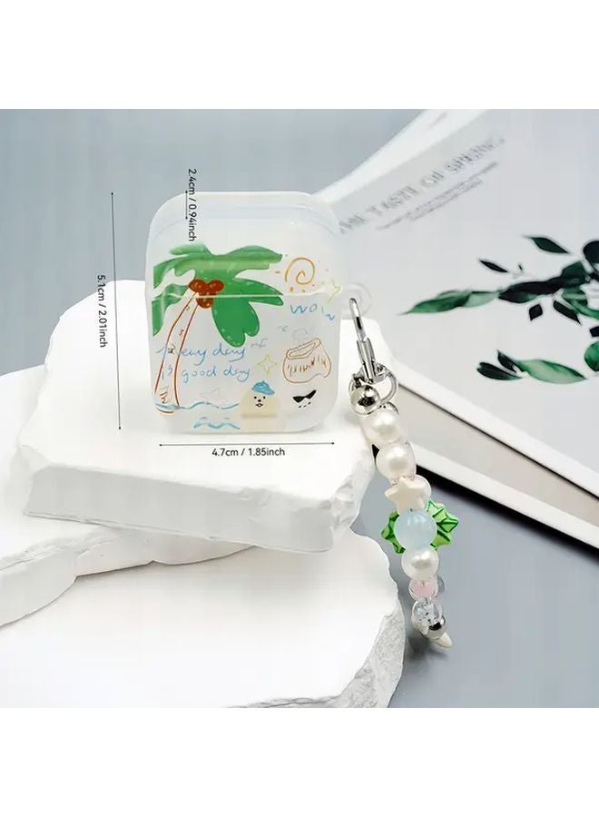 Coconut Tree Doodle Puppy Earphone Case With Chain For Pods Pro 2 Protective Cover - Image 3