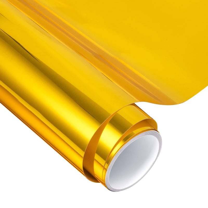 VINYL FROG Gold Chrome Vinyl  12x60 Glossy Mirror Adhesive Vinyl Roll Gold Permanent Metallic Craft Vinyl Works with Cameo and Other Cutters