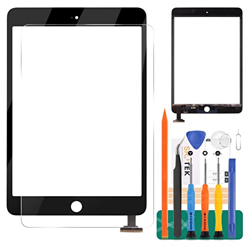 SRJTEK Touch Screen Digitizer for iPad Mini 1 2 A1432 A1454 A1455 A1489 A1490 Replacement Screen Parts, with IC Chip,Home Button,Cameral Holder,Black - Image 1