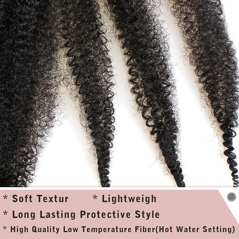 Xtrend 16 Inch Pre-Separated Springy Afro Twist Hair 8 Packs Spring Twist Hair For Distressed Soft Locs Natural Black Marley Twist Crochet Braiding Hair Synthetic Hair Extensions (8 Strands/Pack,1B#) - Image 3
