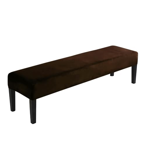 HOKIPO Elastic Dining Bench Cover, Brown(AR-4800-BR) - Image 1