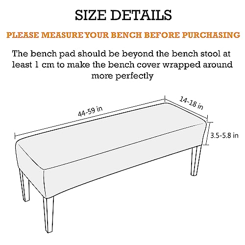 HOKIPO Elastic Dining Bench Cover, Brown(AR-4800-BR) - Image 4