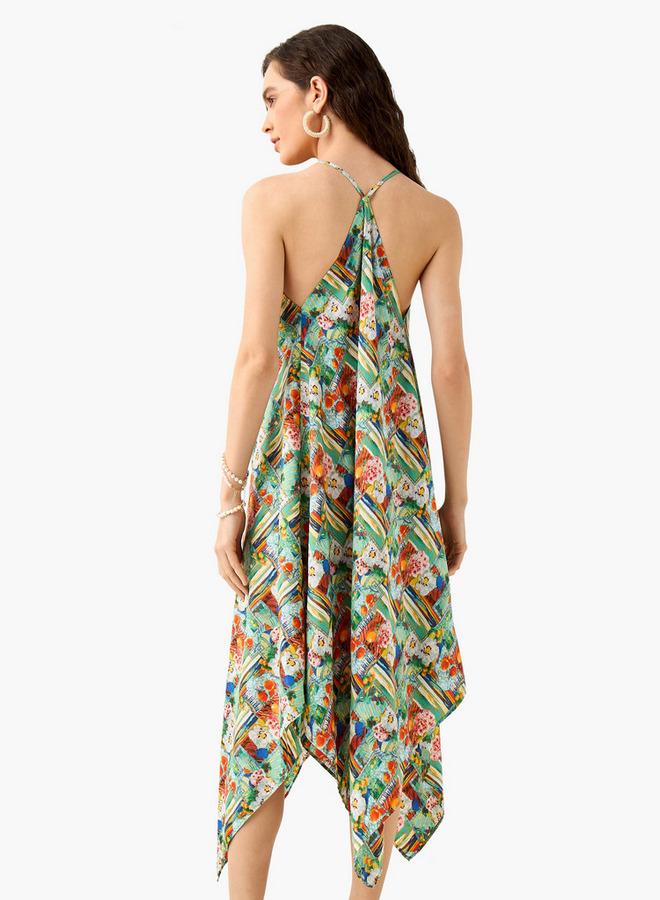 سبلاش فيڤ فستان غير متماثل بنقشة الزهور - Image 3