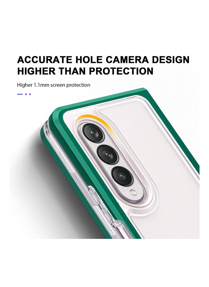 CATANES Samsung Galaxy Z Fold 3 Clear Hybrid Case Shockproof Soft TPU Cover with Anti-Drop Hard PC Bumper Green  - Image 5