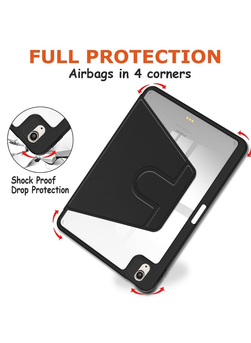 حالة لـ iPad mini (2024/2021) 7th / 6th 8.3 بوصة ، حالة حماية اللوح ، تصميم دوران 360 درجة أكريليك ، إيقاظ / نوم تلقائي ، جلد ناعم ، أسود - Image 4