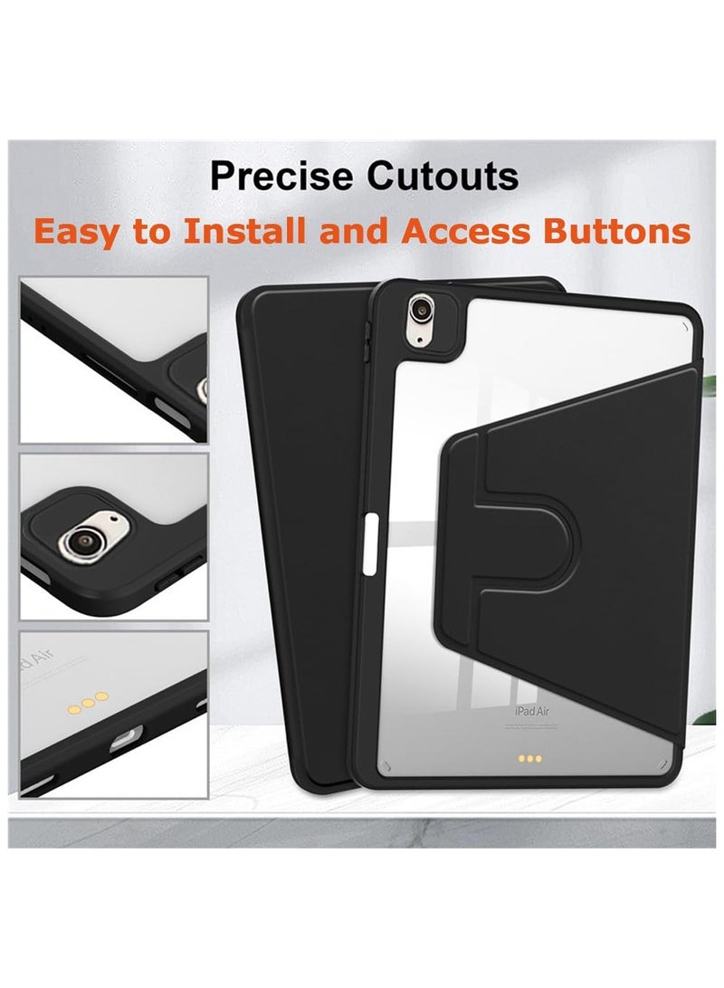 حالة لـ iPad mini (2024/2021) 7th / 6th 8.3 بوصة ، حالة حماية اللوح ، تصميم دوران 360 درجة أكريليك ، إيقاظ / نوم تلقائي ، جلد ناعم ، أسود - Image 5