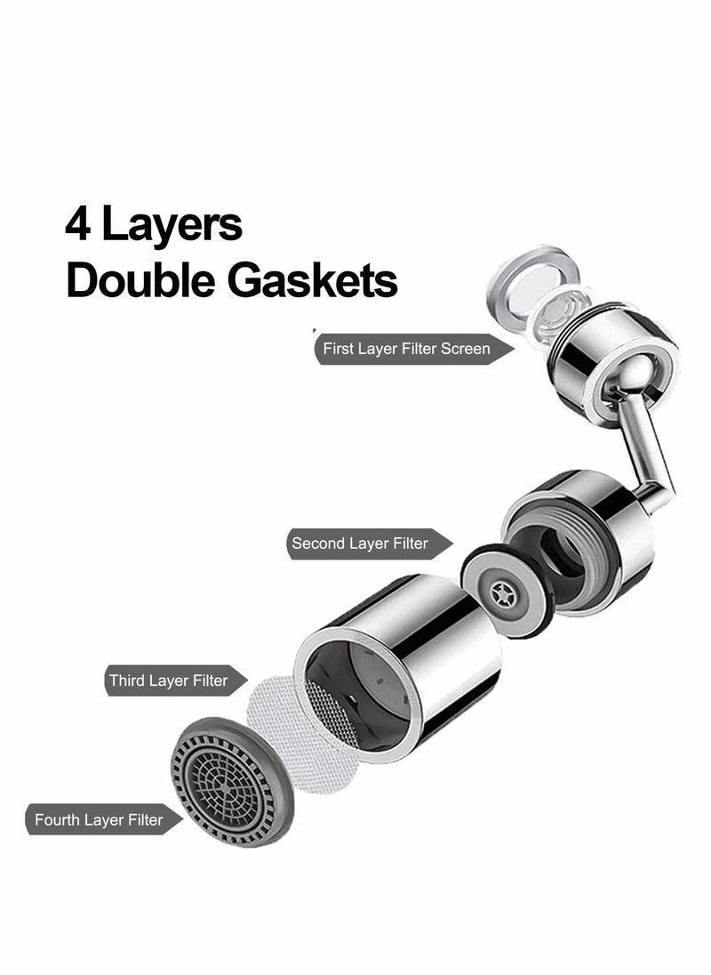 Universal Rotatable Faucet Sprayer Head with Oxygen,Enriched Foam and Dual Water Outlet Modes, 720° Adjustable Splash Filter