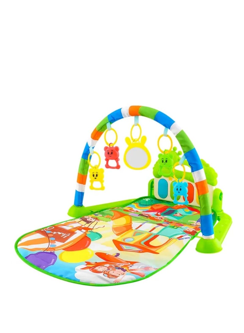 Musical play mat – Activity center for infants with hanging toys and piano on the back