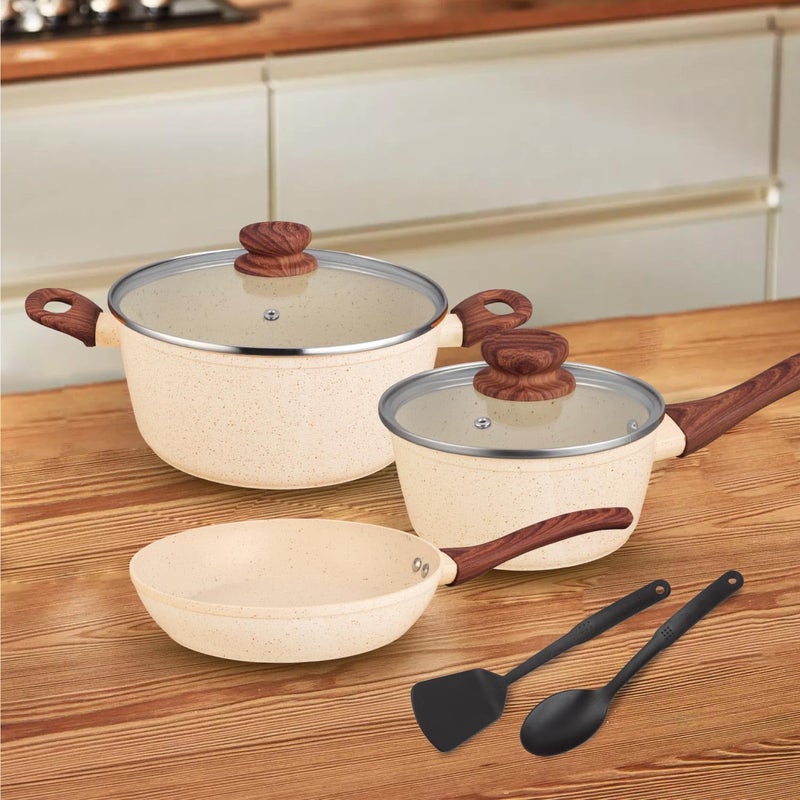 Kitchen master طقم أواني طبخ غير لاصقة مطبوخة 7 قطع من كيتشن ماستر - Image 4