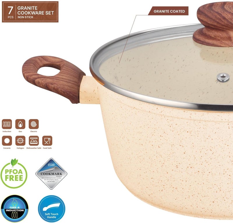 Kitchen master طقم أواني طبخ غير لاصقة مطبوخة 7 قطع من كيتشن ماستر - Image 3