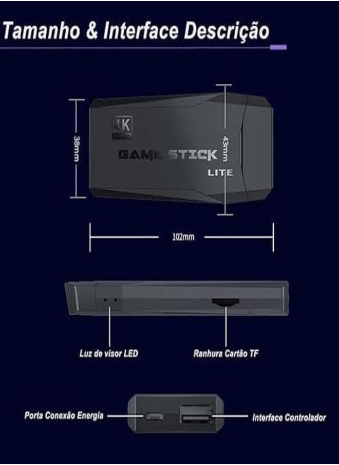 Generic - 4K HD Game Console Video Game Console 2.4G Dual Wireless Controller Retro TV Game Console 64GB Retro 10000 Game Stick - Image 1