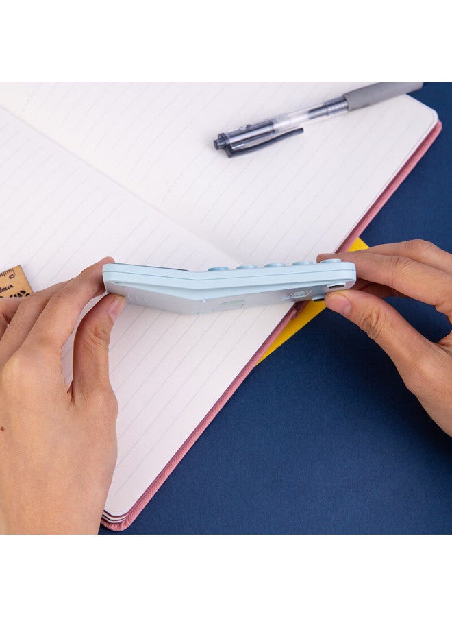 Deli Dual Power Portable Calculator, Student Fourth Grade Macaron Mini Calculator, Learning Supplies, Blue, 1209a - Image 2