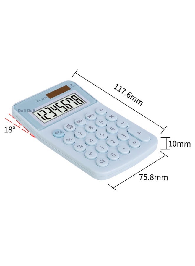 Deli Dual Power Portable Calculator, Student Fourth Grade Macaron Mini Calculator, Learning Supplies, Blue, 1209a - Image 4