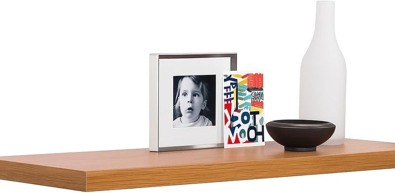 FITTO رفوف حائط عائمة FITTO 40 سم و 60 سم، متاحة باللون الأبيض، الأسود، تأثير البلوط، واللون البني - رف تخزين مثبت على الحائط لغرفة النوم، غرفة المعيشة، الحمام، ديكور منزلي حديث - Image 1