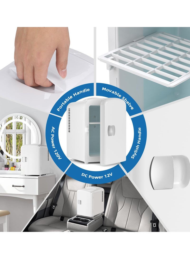 Joshberg Compact Refrigerator, Portable Mini Fridge, Skin Care 6L Capacity, for Bedroom, Car, Office & Dorm, Small Cooler for Cosmetics, Beverage and Food, White - Image 2